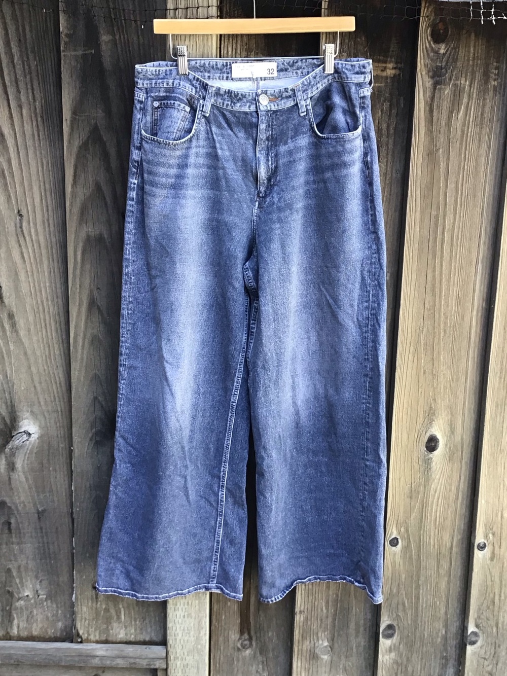 Rag & Bone Miramar Faux Denim Wide Leg Baggy Jeans Pants Womens Size 32 Blue